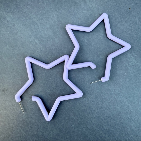 Star Hoop Earrings - Matte Purple - Picture 3 of 10